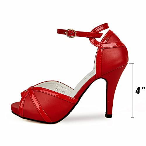Getmorebeauty Peep Toe Red Heels For Women Sexy Strappy High Heels Ankle Strap Heeled Sandals #TOP2