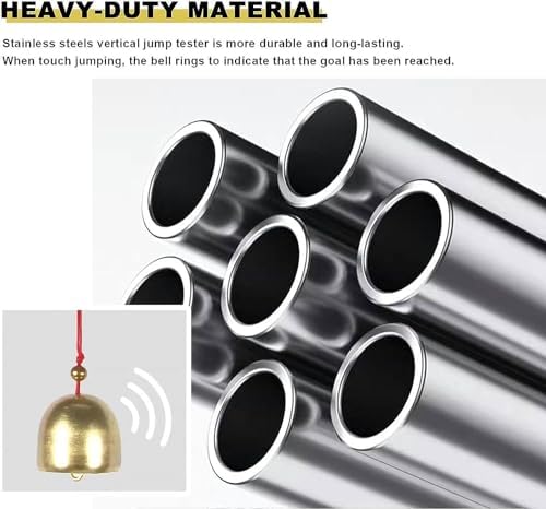 Jump Measurement Tester Floor Standing Vertical Height Exercise Device Measure Stick Pole Tool，Adjustable Vertical Jump Tester with Bell, Floor Standing High Jump Training Equipment, Metal J