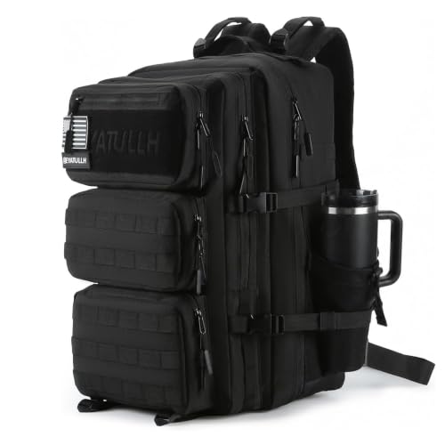 SEYATULLH Mochila táctica militar 55L para hombres y mujeres Bolsa de asalto Molle Mochila de senderismo de senderismo (Negro)