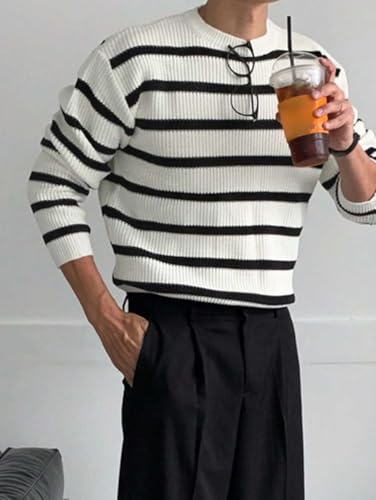Image of Pivl Men's Winter Round Neck Striped Sweater