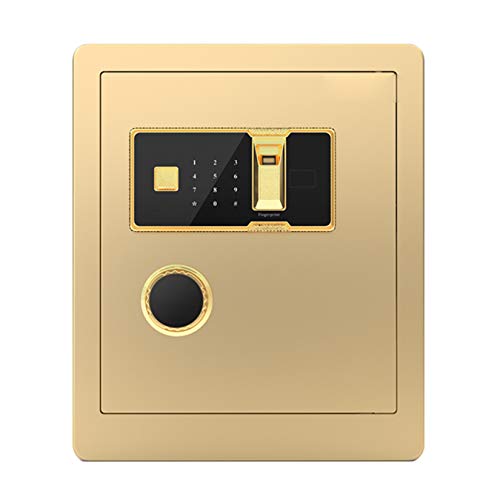 YJF-ZWS Fingerprint Safe with Digital Combination Lock | Wall Safe Metal Anti-Theft Safe Box Fireproof Safe Bedside Safe Wardrobe Safe Cabinet Office File Safe,Gold