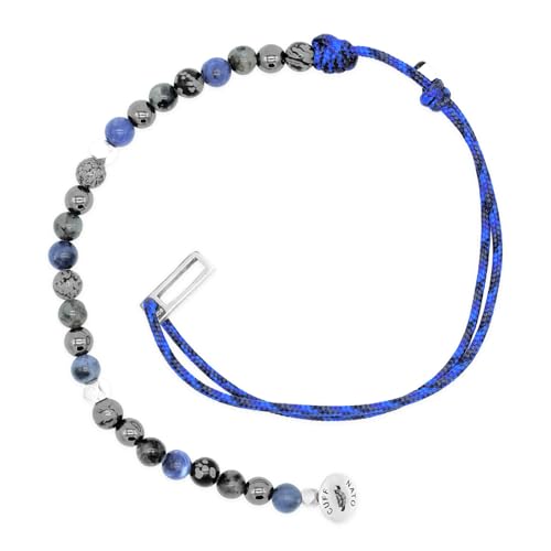 Nato Cuff - Bracelet Wrap Toggle en Argent 925 - Pierres Naturelles - Paracorde- Bijou Homme ou Femme Fait Main en France (Saint-Barth) (Fidji)