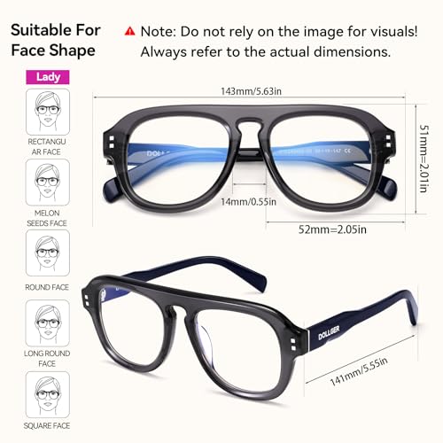 Image of Dollger Aviator Blue Light Glasses for Men Women Acetate Anti Bluelight Blocking Glasses for Computer Fashion Eyeglasses