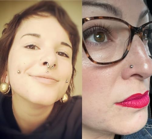 QWALIT Fake Lip Ring Fake Lip Piercing Fake Piercings Fake Nose Ring Hoop Fake Face Piercing Fake Lip Stud Fake Nose Stud Stick on Fake Eyebrow Piercing Fake Eyebrow Ring Fake Piercing Balls Silver3