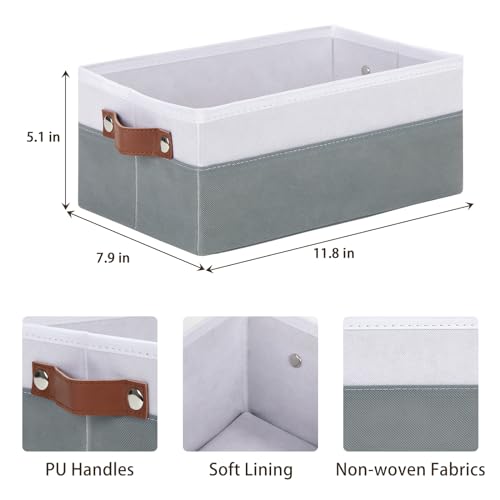 Image of DULLEMELO Small Storage Basket for Organizing, Grey Basket Cloth Storage Bins for Shelves, Foldable Fabric Bins for Home Storage and Organization, White&Deep Grey, 1-Pack
