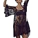 Bestpriceam Vintage Hippie Boho People Embroidered Floral Lace Crochet Mini Dress (XL, Black)