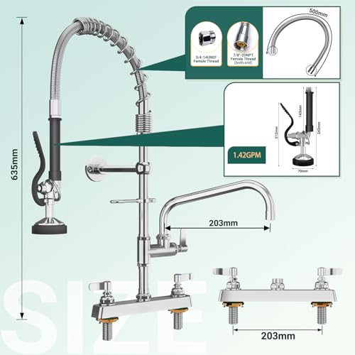 Robinet de pré-rinçage commercial en laiton durable avec double piédestal extractible
