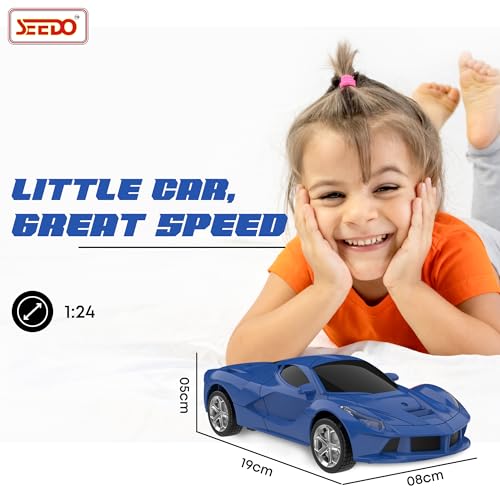 Image of SEEDO Rechargeable Remote Control Racer Car High Speed Racing Sports Car with LED Headlights, High Gloss Anti Scratch 1: 24 Scale Fast RC Vehicle Toy for Kids 8+ Years (Pack of 1, Blue)