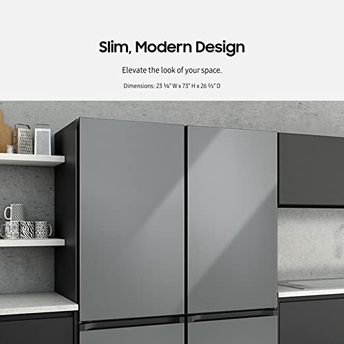 Samsung 12.0 Cu Ft Bespoke Compact Refrigerator W/ Bottom Freezer, Flexible Slim Design For Small Spaces, Even Cooling, Reversible Door, Led Lighting, Energy Star Certified, Rb12A300631/Aa, Gray Glass #TOP3