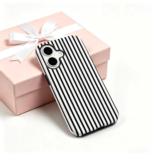 Image of for iPhone 17 Case Cute Phone Case,Compatible with MagSafe,Dual Layer Shockproof Protective Phone Cover,Hard Shell + Silicone Cover,Fashion Design for Women Girls,Striped Black