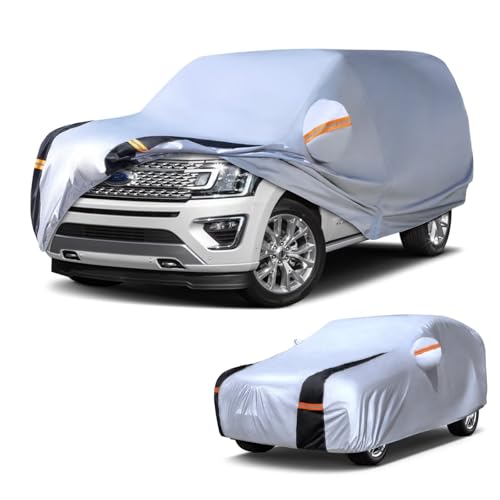 Image of Large SUV Car Cover for Ford Expedition 100% Waterproof All Weather, Heavy Duty Outdoor Full Exterior Covers Rain Sun Wind UV Hail Protection.