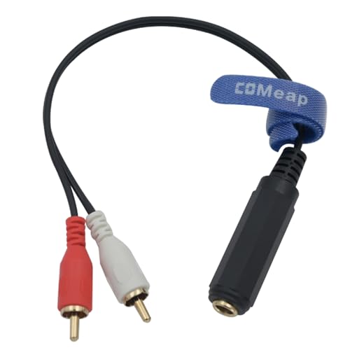 COMeap RCA to 1/4 Adapter, Dual RCA Male to 6.35mm 1/4 inch TRS Stereo Jack Female Y Splitter Extension Audio Cable 12in(30cm)