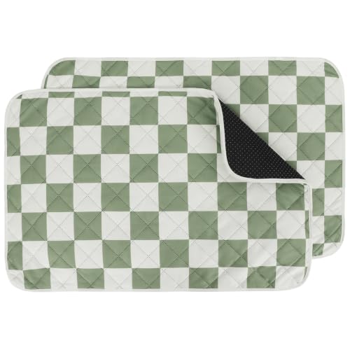 Image of IEUUMLER Washable Pee Pads for Dogs, 2 Pack Non-Slip & Waterproof Pack Whelping Pad, Reusable Puppy Potty Training Pad with Fast Absorbent for Playpen EU007 (Green&White, 24 inchX18 inch-2pcs)