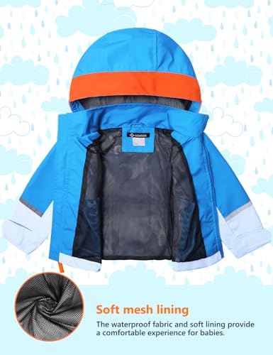 GEMYSE Toddler Rain Jacket Waterproof Hooded Lightweight Toddler Boys Kids Rain Coat Baby Jacket Outwear3