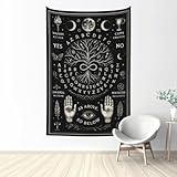 Mystical Tarot Tapestry Wall Hanging 60'x40' - Flannel Tree of Life Astrology Decor with Moon Phases, Witchy Spiritual Divination Wall Art, Celestial Metaphysical Room Decor for Bedroom Dorm