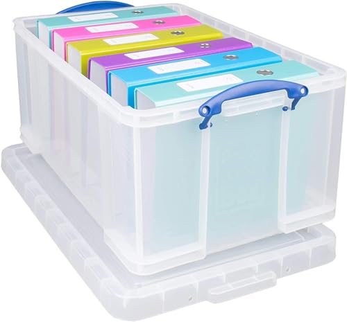Really Useful Box 2er-Pack, 64 Liter, zum Organisieren und Aufbewahren, 710 x 440 x 310 mm, transparent