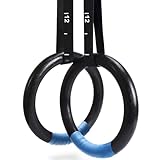 PACEARTH Gymnastic Rings Black/Grey/Orange/Green/Red 1100lbs Capacity with 14.76ft Adjustable Buckle Straps Pull Up Exercise Rings Non-Slip Rings for Home Gym Full Body Workout (Black)