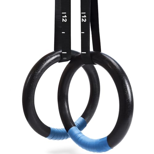PACEARTH Gymnastic Rings Black/Grey/Orange/Green/Red 1100lbs Capacity with 14.76ft Adjustable Buckle Straps Pull Up Exercise Rings Non-Slip Rings for Home Gym Full Body Workout (Black)