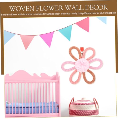 ifundom Woven Flower Wall Decor for Girl Room Children's Room Daisy Flower Flower Wall Hanging Decor Woven Flower Wall Decor for Nursery Bohemian Flower Hanging Decor Girl