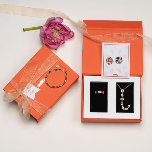Image of SALTY Raksha Bandhan Jewelry Gift Box for Sister, Brother, Bhaiya & Bhabhi | Stylish Rakhi Gift Hamper | Festive Gift for Siblings | Elegant Luxury Gift Box