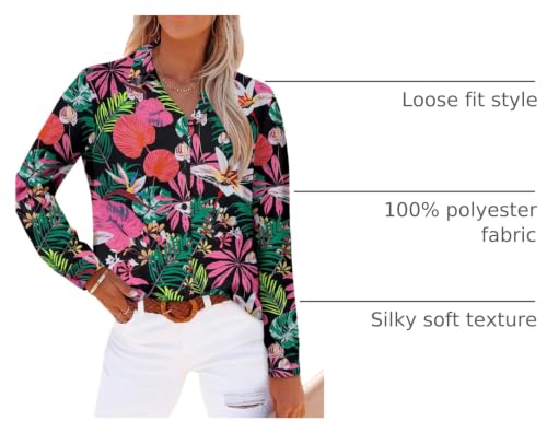 Image of Magritta Women's Shirts Fashion Casual Loose Fit Long Sleeve Button Down Lightweight Collared Blouse Tops