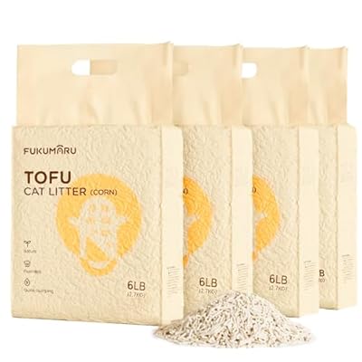 FUKUMARU Arena de Tofu para Gatos 10.8kg - Arena aglomerante para Gatos Mezcla de pellets de maíz Libre de Polvo y fácil de aglomerar Control de olores se Puede desechar en el Inodoro