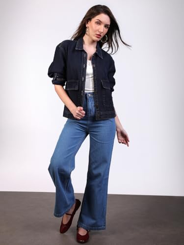 Image of Urbano Fashion Women's Relaxed Fit Full Sleeve Utility Denim Jacket