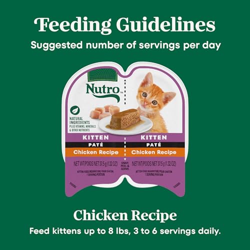 Nutro Perfect Portions Kitten Pate Wet Cat Food, Chicken, 2.6 oz, 24 ct | Real chicken #1 ingredient, DHA omega-3, brain & eye development, bone & joint support, 100% complete for kittens 2-12 months - image 7
