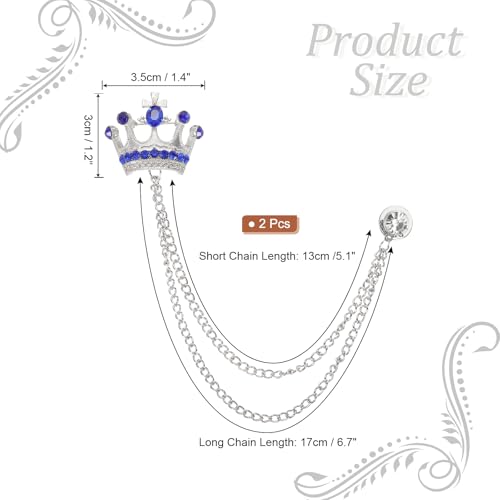 Image of PATIKIL Crown Hanging Chain Brooch Pins, Rhinestone Suit Pins Fashion Crystal Lapel Pins