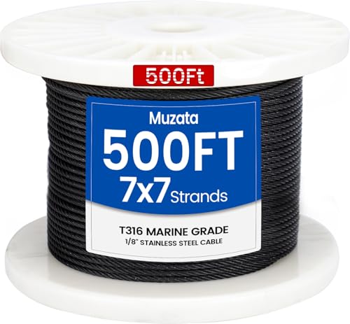Muzata WR19 Black 500ft 1/8 T316 Cable