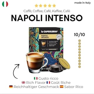 NAPOLI coffee, intense (192 Pods) compatible with Lavazza A Modo Mio, 12 Boxes of 16 Pods, rich and enveloping flavor, dense and persistent crema, for a bold espresso (La Capsuleria)