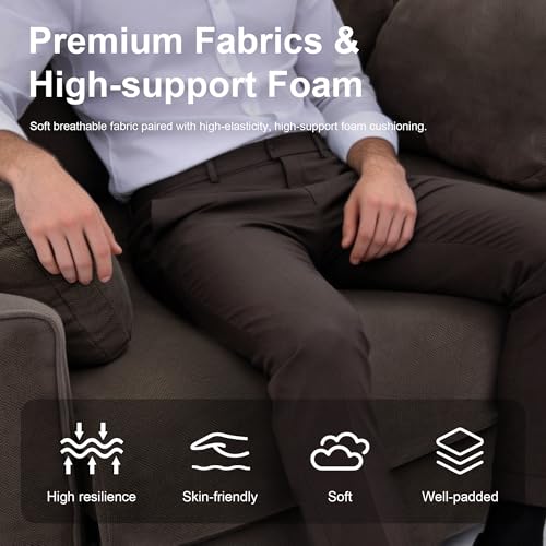 Image of 450lbs Oversized Power Recliner Chair for Big & Tall Adults, Extra Wide Electric Chair with USB & Type-C Ports, Chenille Single Sofa with Pillows for Living Room, Bedroom, Brown