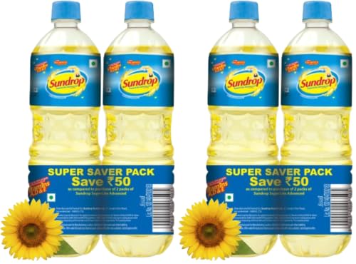 Image of Sundrop Superlite Advanced Sunflower Oil, 1700g (850g -Pack of 4, Super Saver Pack)
