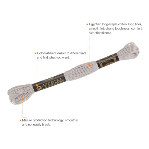 Image of HARFINGTON 12 Skeins Embroidery Floss 8.75yds(8m) Egyptian Long-Staple Cotton Cross Stitch Thread for Sewing DIY Bracelet Yarn String and Crafts, Linen Color(6005)