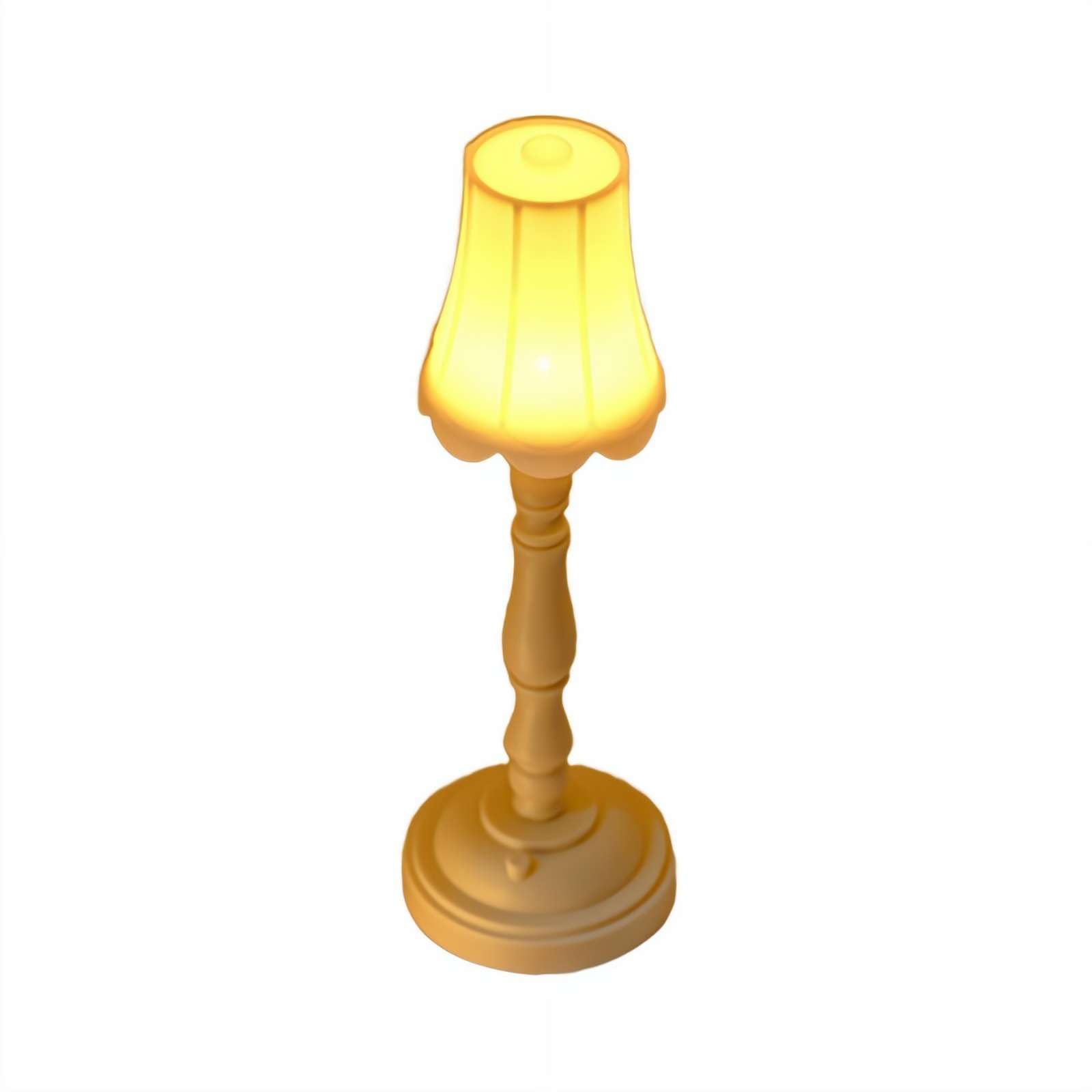 Mini Doll House Lamp 7-Inch White LED Vintage Floor Lamp, Battery Operated Tiny Model Night Light with Base, Miniature Decor for Dollhouse Indoor Diorama (Style B)
