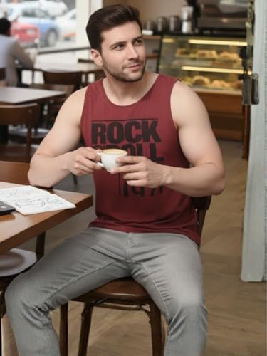Image of Rigo Stylish Cotton Printed Vest for Men | Round Neck,Regular Fit, Sleeveless T-Shirt Vest for Men | Casual Innerwear Sando for Men & Boys - Perfect for Workouts Gym, Vacations, and Beaches