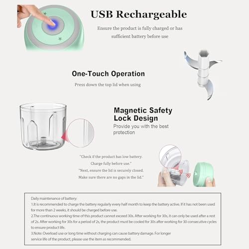 Mini Electric Vegetable Chopper for Kitchen - USB Rechargeable (250ML)
