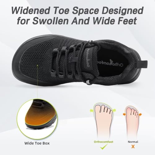 OrthoComfoot Women's Orthopedic Diabetic Wide Walking Shoes: Comfortable Casual Arch Support Plantar Fasciitis Fashion Sneakers, Work Tennis Orthotic High Arch Swollen Feet Shoes for Foot Heel Pain2