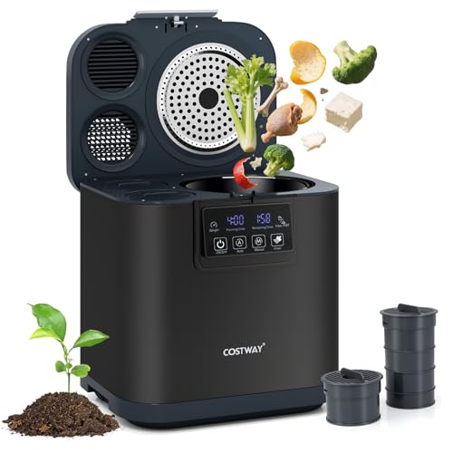 COSTWAY 4L Compostadora Eléctrica para Cocina, Máquina de Compostaje Inteligente con Tapa, Autolimpieza, Pantalla LED, Contenedor de Compostaje, Convierte Residuos Alimenticios en Fertilizante Seco