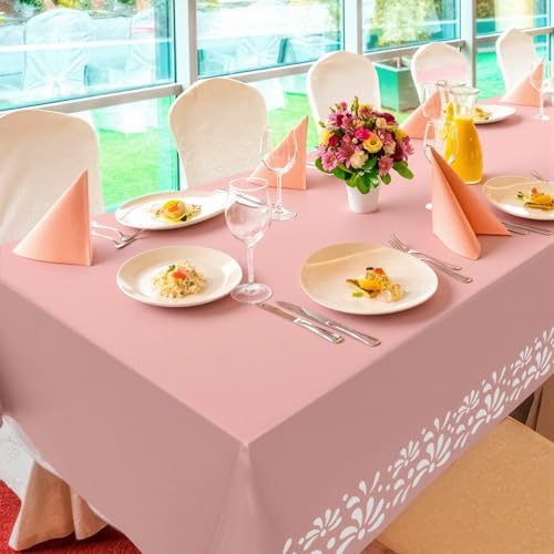 Image of Oudain 4 Pack Cielito Lindo Party Decoration Mexican Tablecloth Disposable Plastic Terracotta Mexican Cielito Lindo Baby Shower Table Decor Wedding Birthday Party Decorations(Floral,Pink)