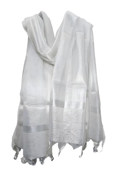 Women's Self Design Tissue Silk Blend Dupatta.