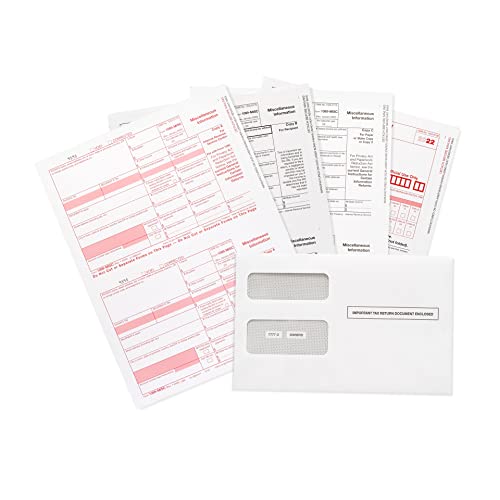 1099 MISC Forms 2022, 4 Part Tax Forms Kit, 50 Vendor Kit of Laser Forms, Compatible with QuickBooks and Accounting Software, 50 Self Seal Envelopes Included #1