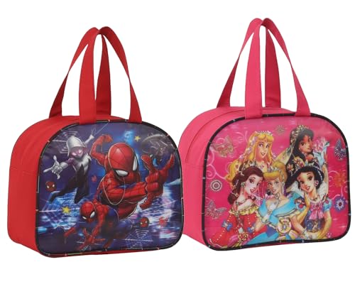Image of STRONG LIFE Combo Polyester Tiffin School Office Picnic Work Lunch Bag for Kids with Bottle Holder Pack of 2 (Red+Pink)