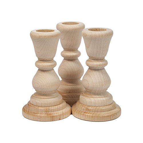 Candlestick Holders | Unfinished Wooden 4 Inch - Bag of 3