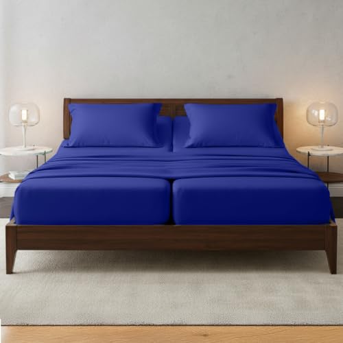 Image of Elegant Comfort Luxury Quality Microfiber 5-Piece 1500 Premium Hotel Sheet Set-Wrinkle Resistant, All Around Elastic Fitted Sheet, Deep Pocket up to 16 inch, Split King, Royal Blue