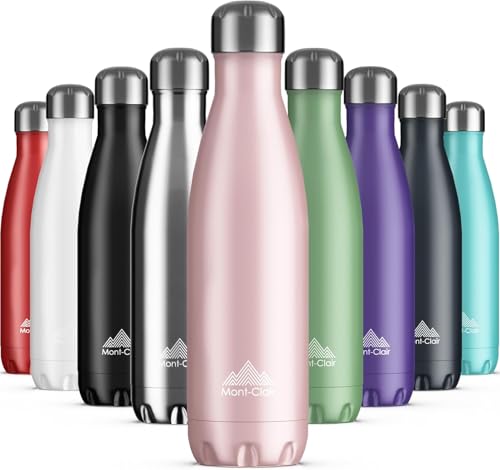 Image of Mont-Clair Stainless Steel Water Bottle, Vacuum insulated - BPA Free, 12h Hot & 24h Cold Drinks, Metal Water Bottle 34 oz Leakproof, Ideal for Adult, Kids, Running - Pink