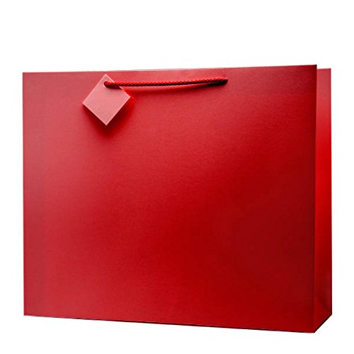 notjustballoons Luxurious Gift Bag for Birthdays Christmas Weddings or Corporate Gifts, UK Made (Shopper 14X17X5 inch, Red)