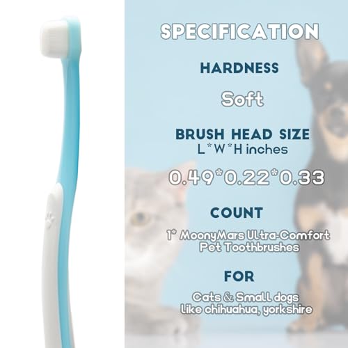 Image of Small Dog Toothbrush, Cat & Puppy Tooth Brushing Kit, Ultra Soft & Mini Head Teeth Brush for Kitten & Tiny Pet 1 PCS, Blue