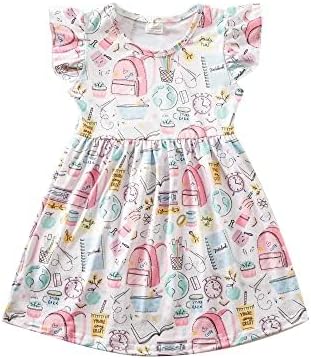 Toddler Girl Dress Back to School Pencil School Bus Print Dress Summer Outfits 3-8T - Image 2