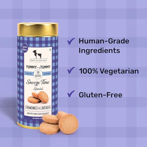 Image of Yummy in My Tummy by HUFT Snooze Time Special Chamomile & Lavender Gluten Free Dog Biscuits - 200 gm (Pack of 2), Calming Treats for All Lifestages | Crunchy & Healthy Snack for All Breeds Dogs